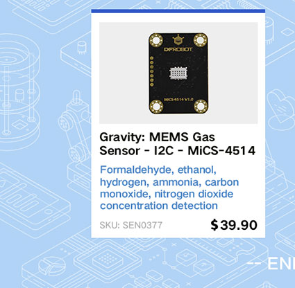 Gravity: MEMS Gas Sensor (CO, Alcohol, NO2 & NH3) - I2C - MiCS-4514